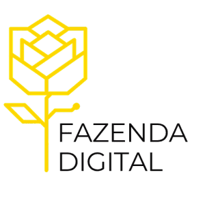 Logotipo da Fazenda Digital com símbolo amarelo e nome em preto