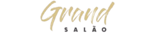 Logotipo do Grand Salão com letras douradas e pretas