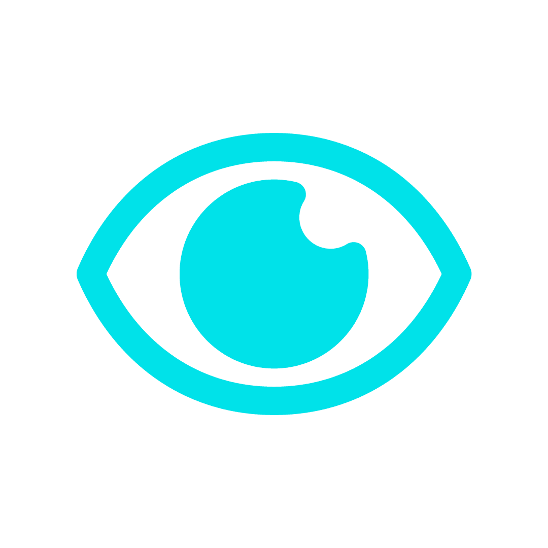 Ícone turquesa de um olho, usado para representar visibilidade
