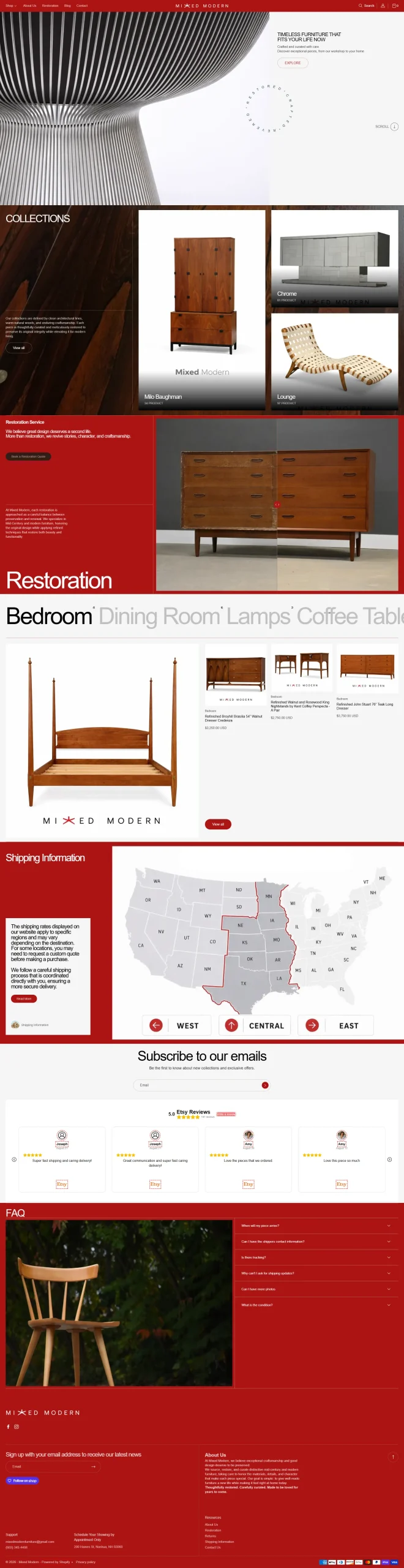Captura da página do site Mixed Modern, com móveis e ambientes de decoração