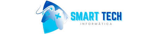 Logotipo azul da Smart Tech Info com símbolo de celular