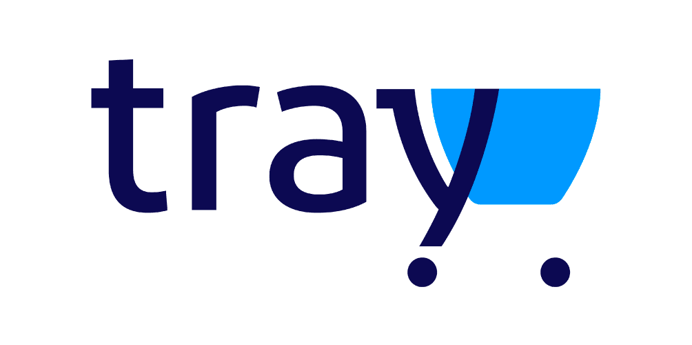 Logotipo azul da plataforma Tray